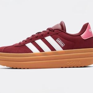 Adidas Merlot + Pink Sneakers VL Bold Court size 6 women